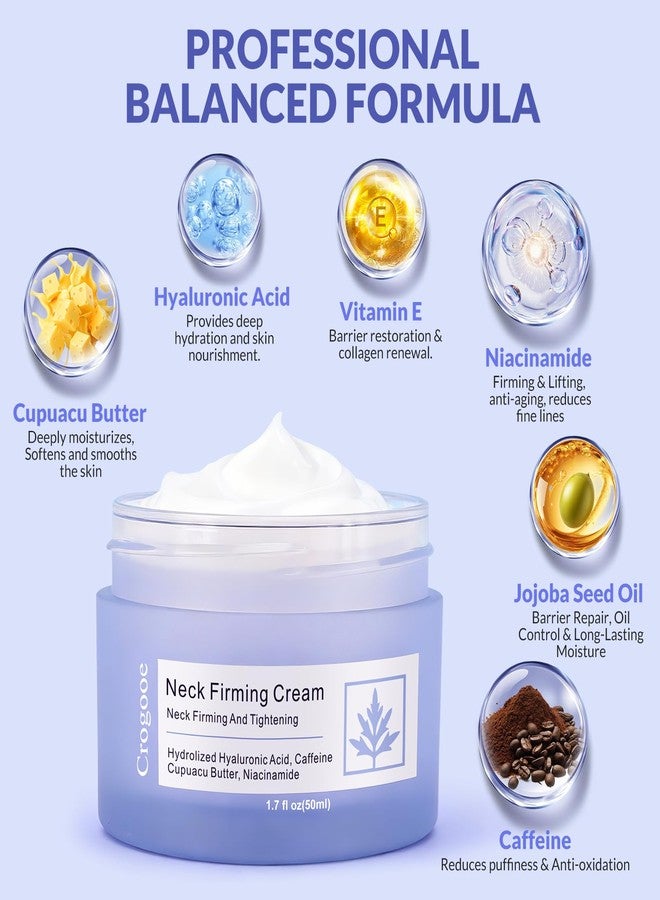 Crogooe Neck Firming Cream - Neck Creams for Tightening and Firming, Tightening and Lifting Wrinkles & Crepey Skin for Neck & Décolleté-1.7 fl.oz - Image 4